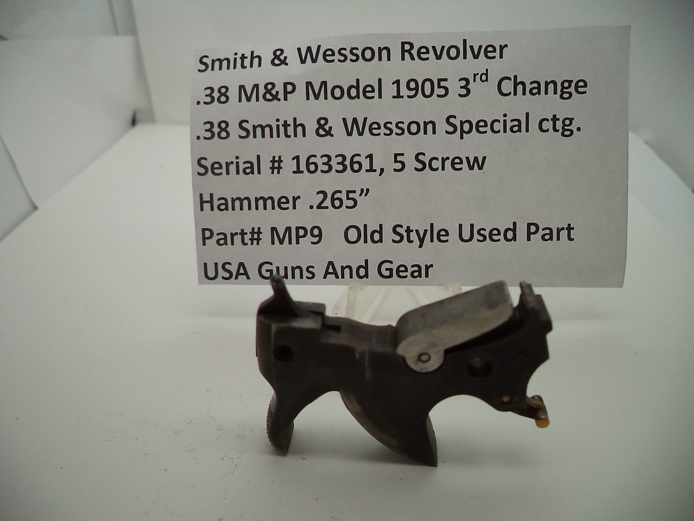 MP9 S & W .38 M&P Model 1905 Used 3rd Change  5 Screw Hammer .265"