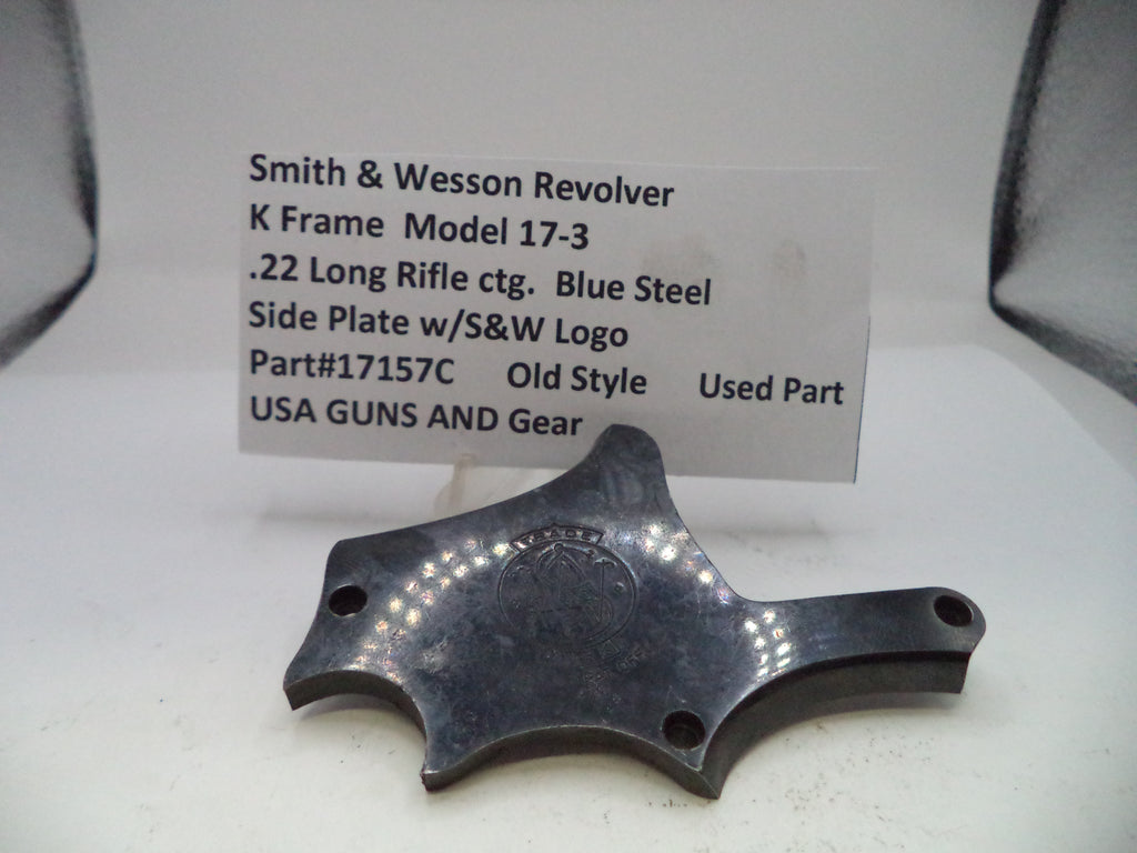 Smith & Wesson revolver K Frame Model 17-3 side plate with label on a white background