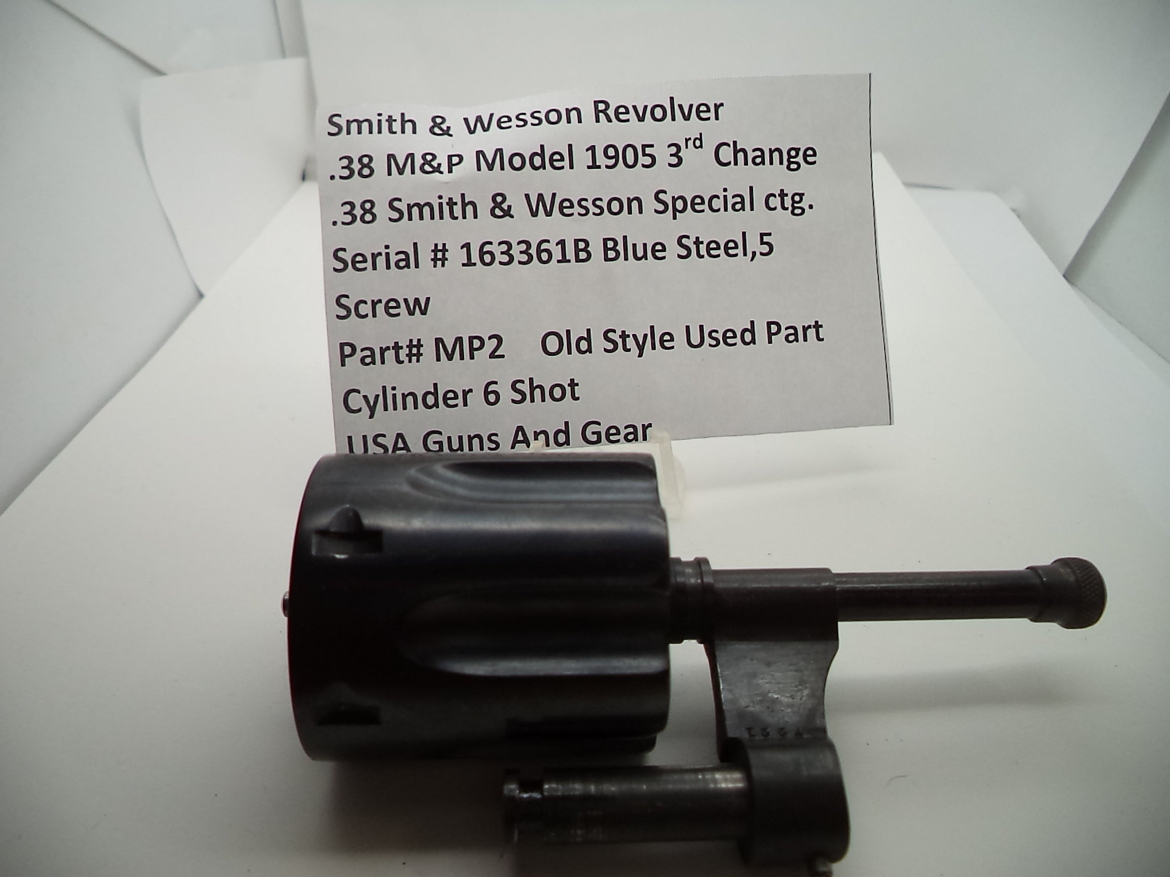 MP2 S & W .38 M&P Model 1905 Used 3rd Change  5 Screw Cylinder 6 Shot
