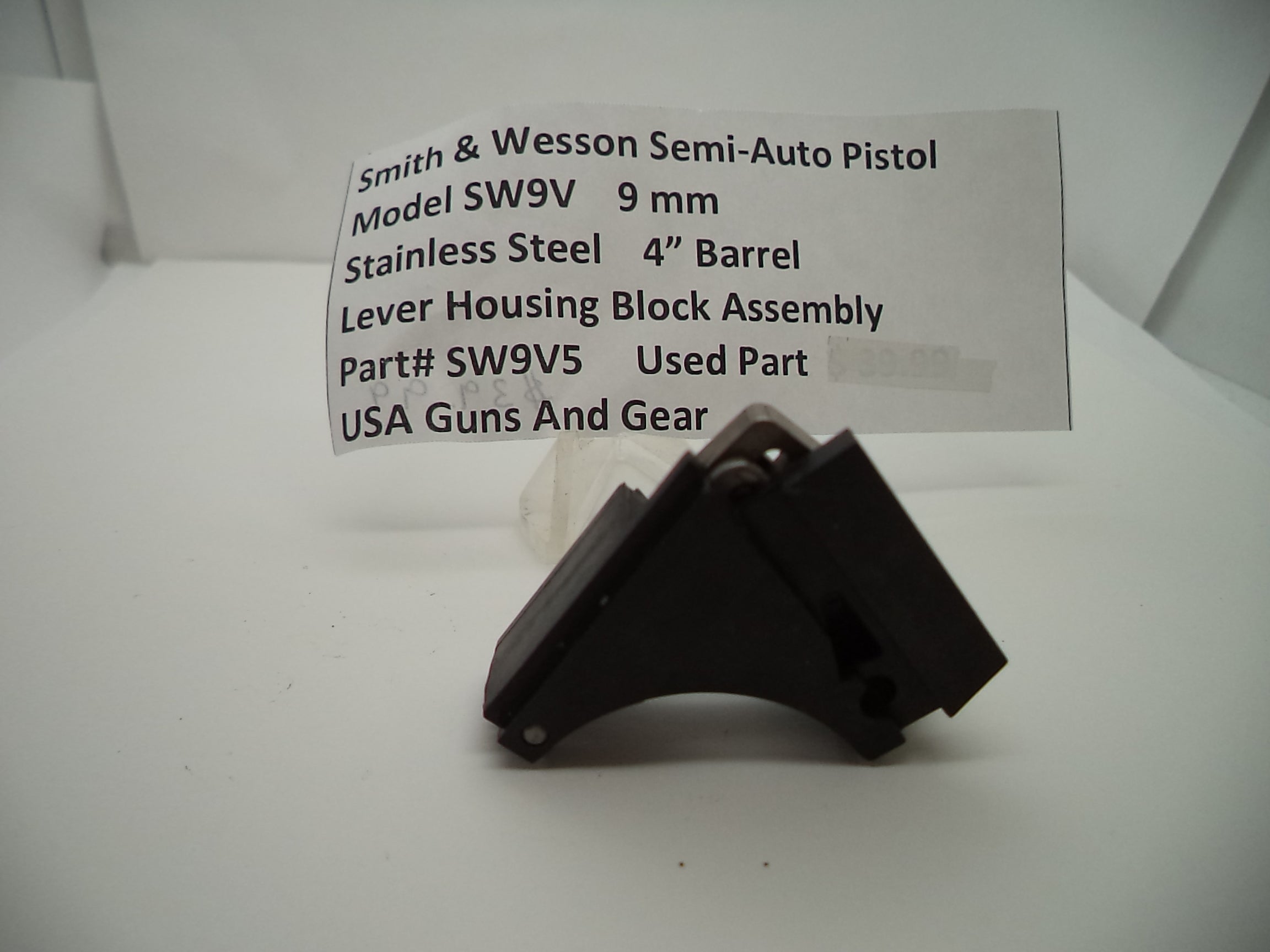 SW9V5 S & W Pistol Model SW9V 9 MM 4" Barrel Lever Housing Block Assembly Used