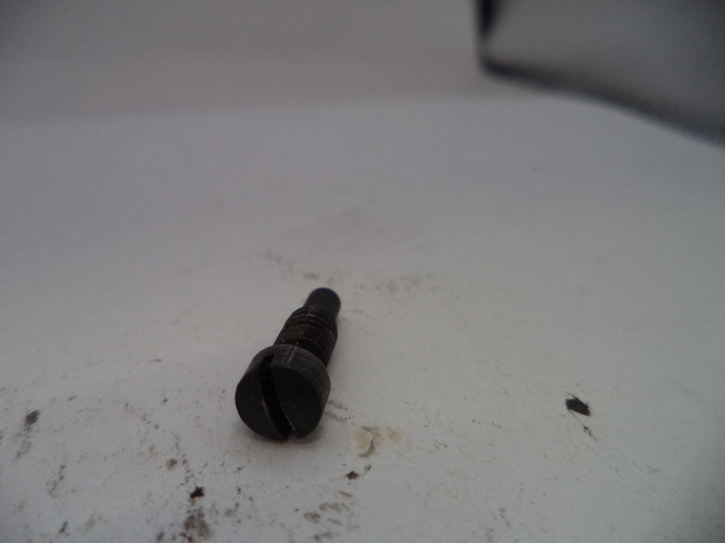 Black screw on a white surface with visible dirt