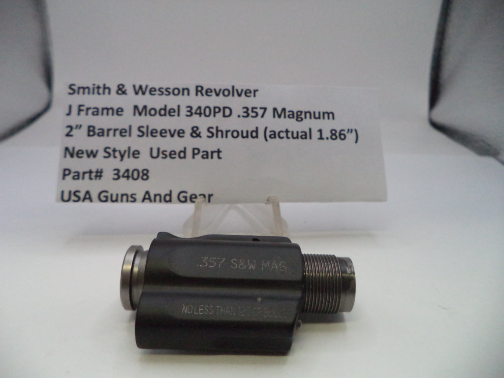 Smith & Wesson revolver barrel sleeve and shroud on a white background with product details.
