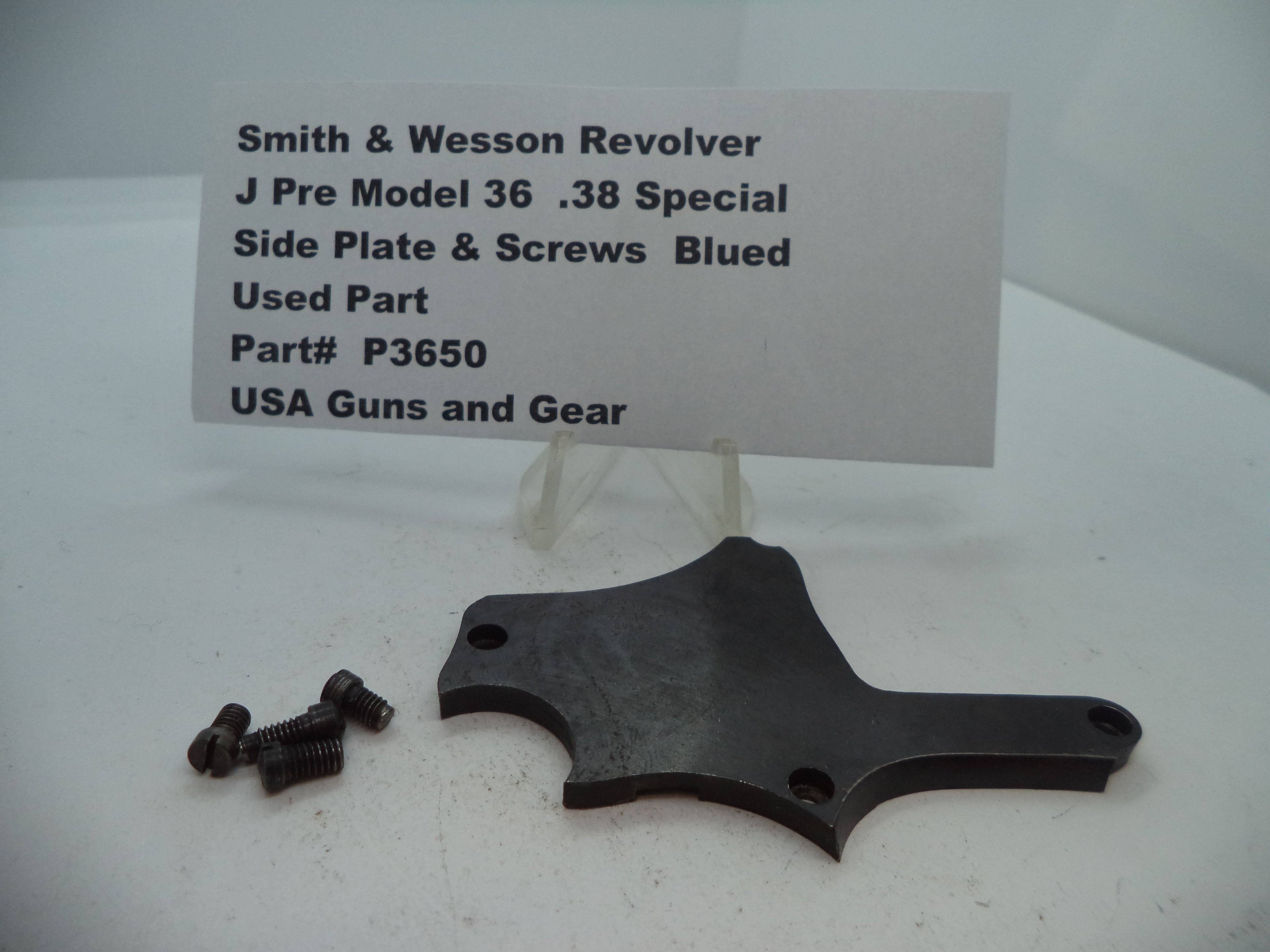 P3650 Smith & Wesson J Pre Model 36 Side Plate & Screws .38 Special Used Part