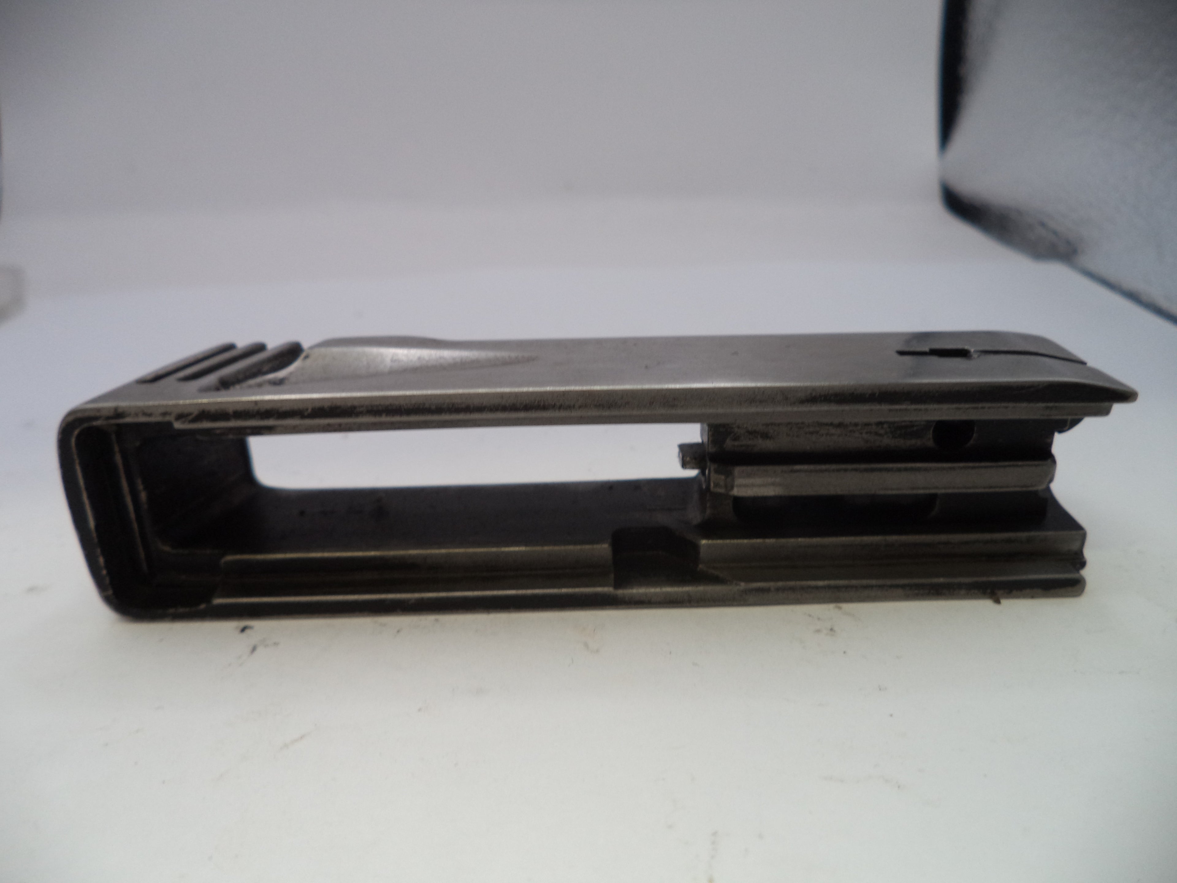 Black metal bracket on a white background