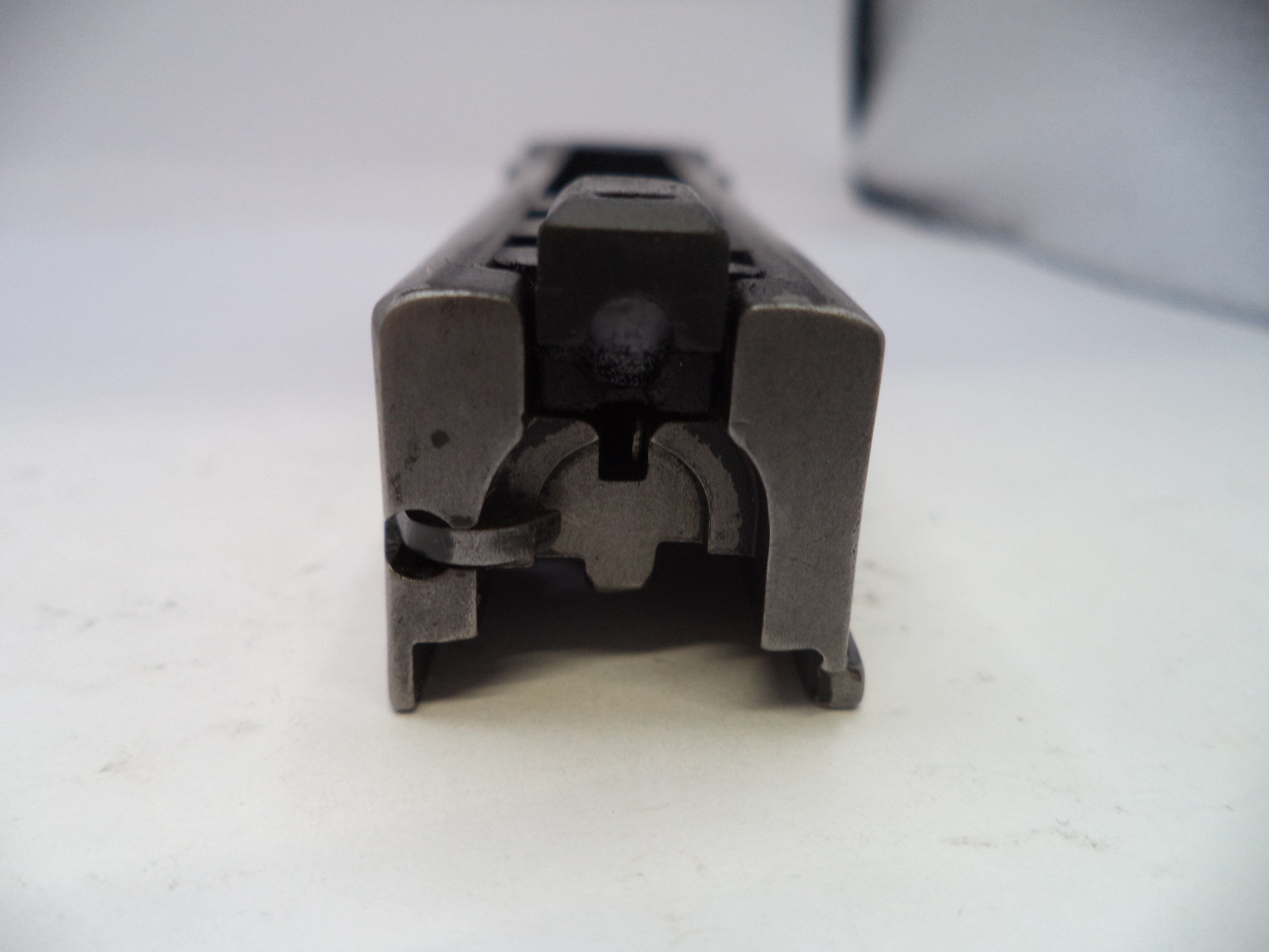 Close-up of a metal profile on a white background