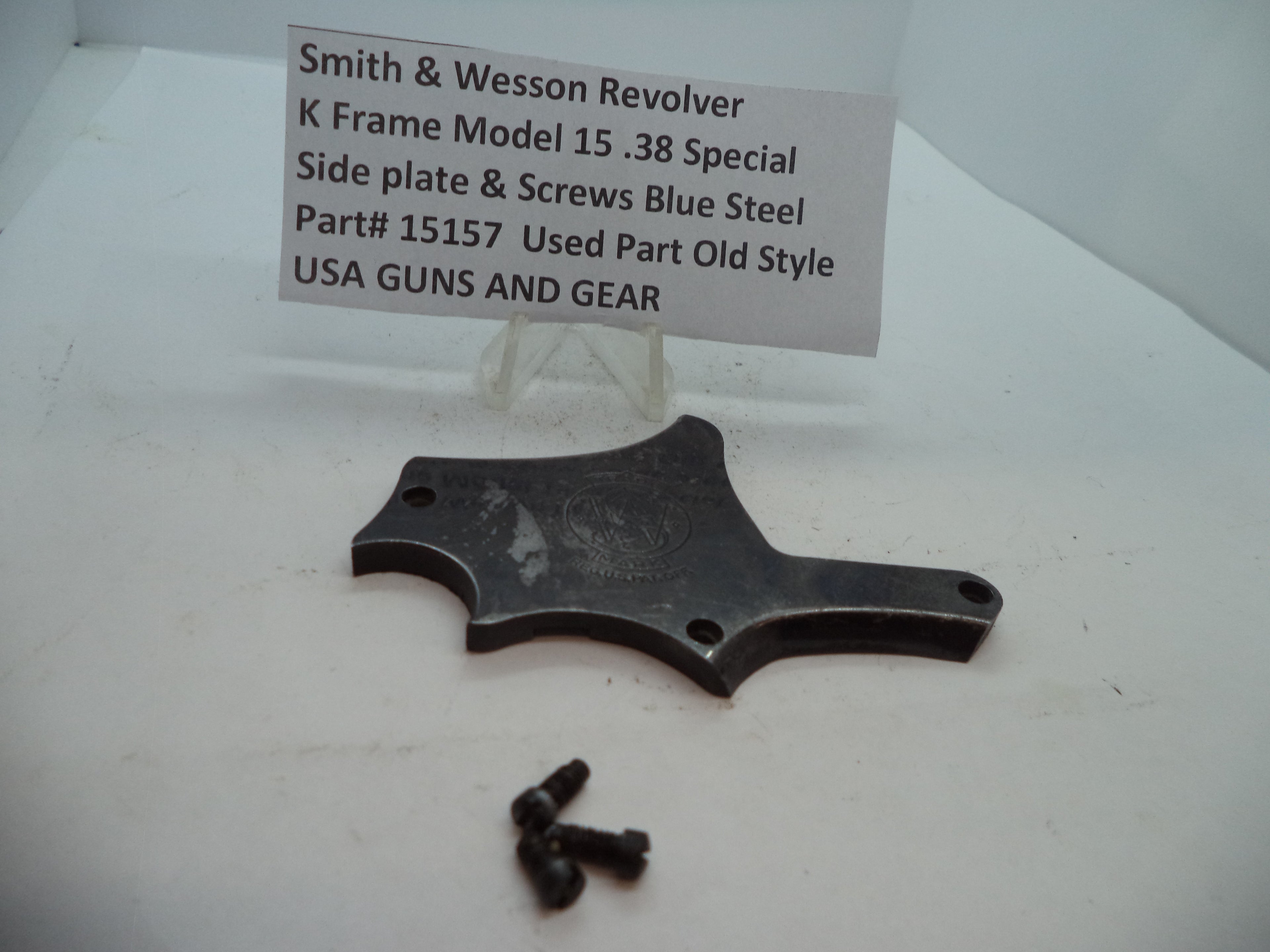 15157 S&W K Model 15  Side Plate & Screws Blue Steel .38 Special Used