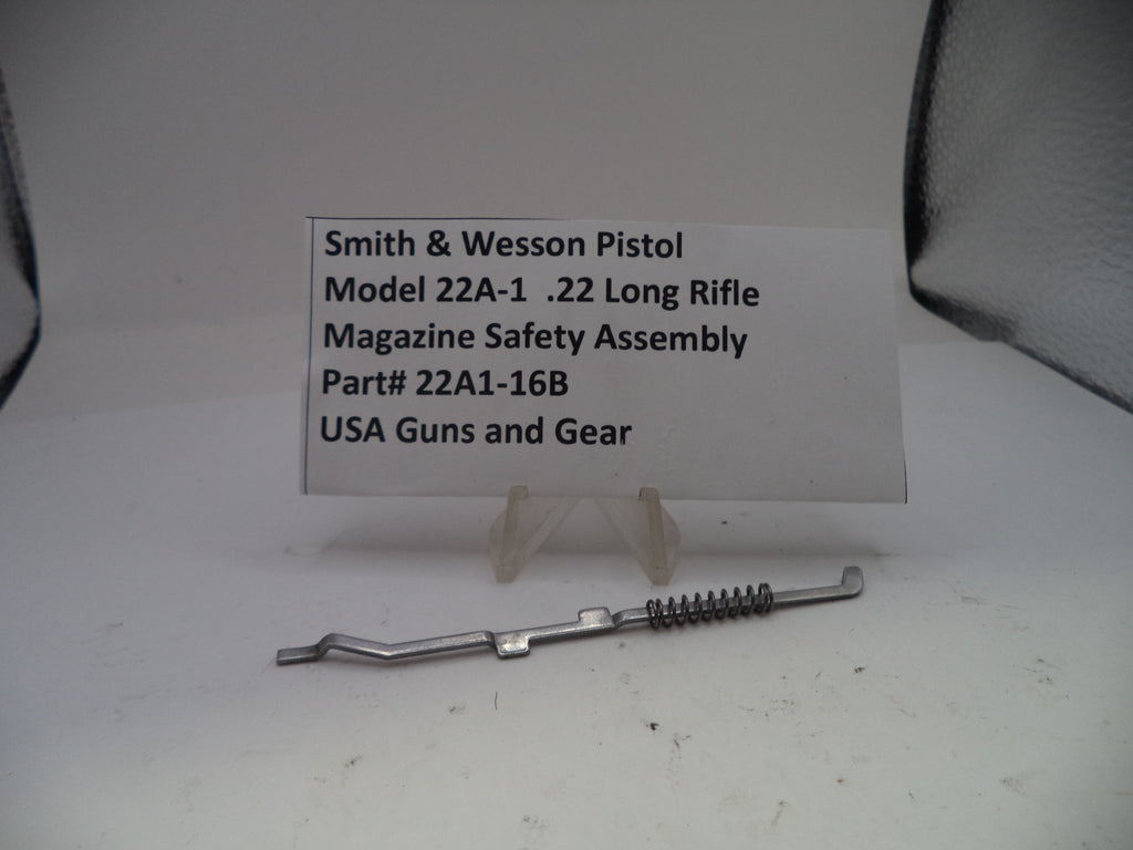 Smith & Wesson pistol magazine safety assembly on a white background with a label.