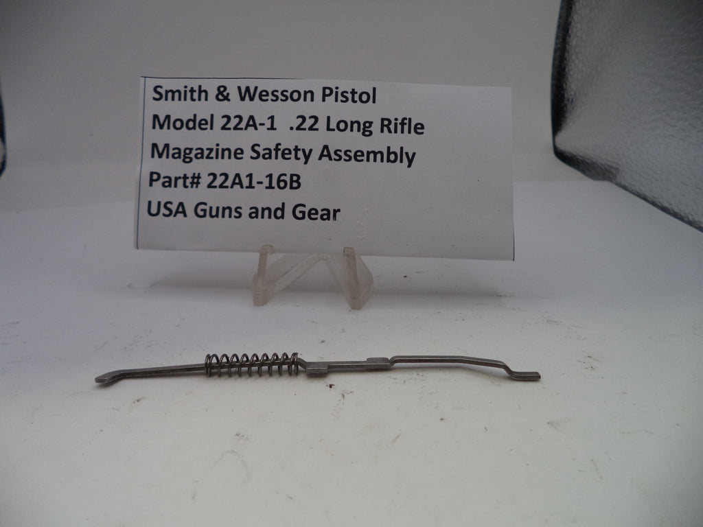 Smith & Wesson pistol magazine safety assembly on a white background with a label.