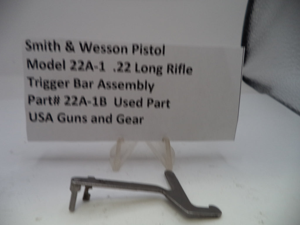 Smith & Wesson Pistol Model 22A-1 .22 Long Rifle Trigger Bar Assembly on a white background with a label.