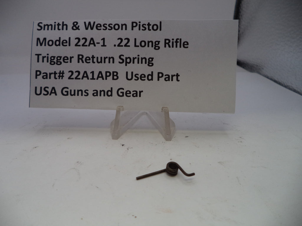 Trigger return spring for Smith & Wesson Pistol Model 22A-1 .22 Long Rifle on a white background with a label.