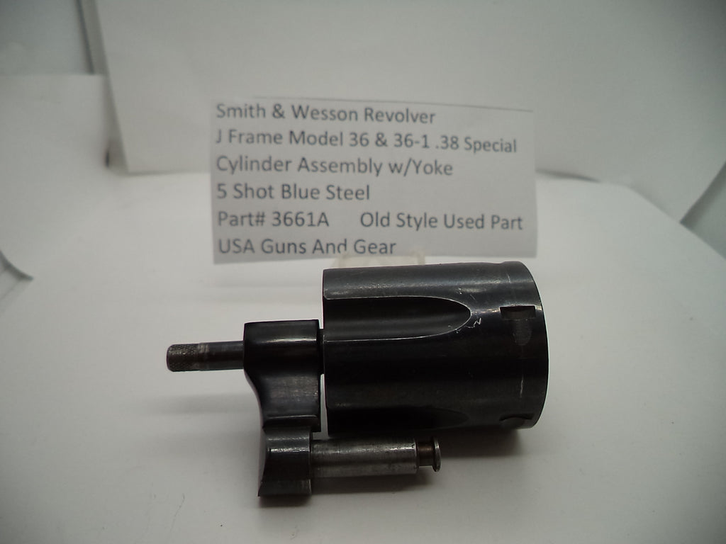 Smith & Wesson J Frame Model 36 & 36-1 Cylinder Assembly with Yoke 5 Shot Blue Steel .38 Special Used, Part# 3661A