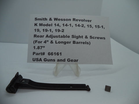 66161 S&W K Model 14,14-1,14-2,15,15-1,19,19-1,19-2 Rear Adjustable Sight 1.87" Used