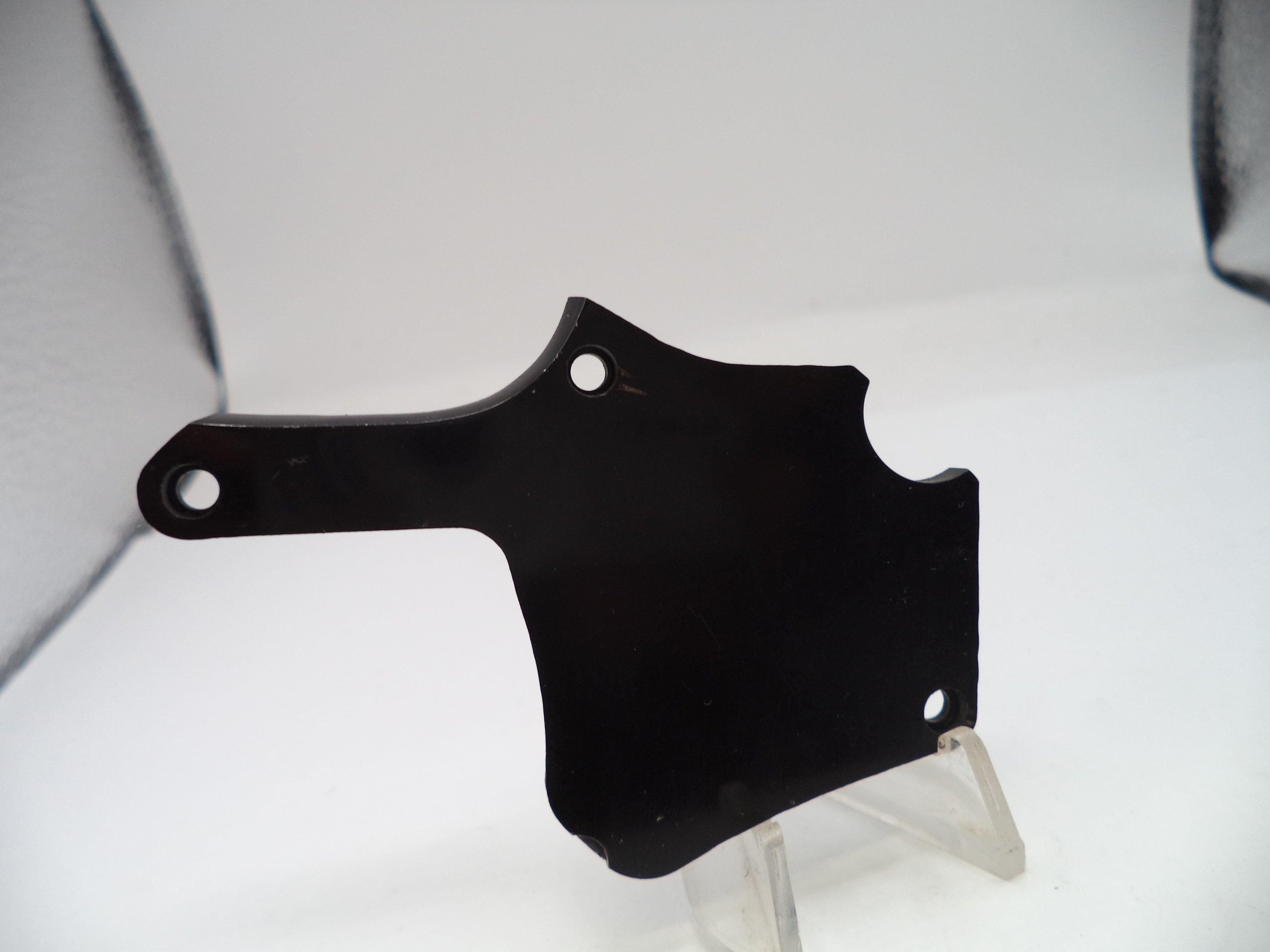 Black metal bracket on a white background