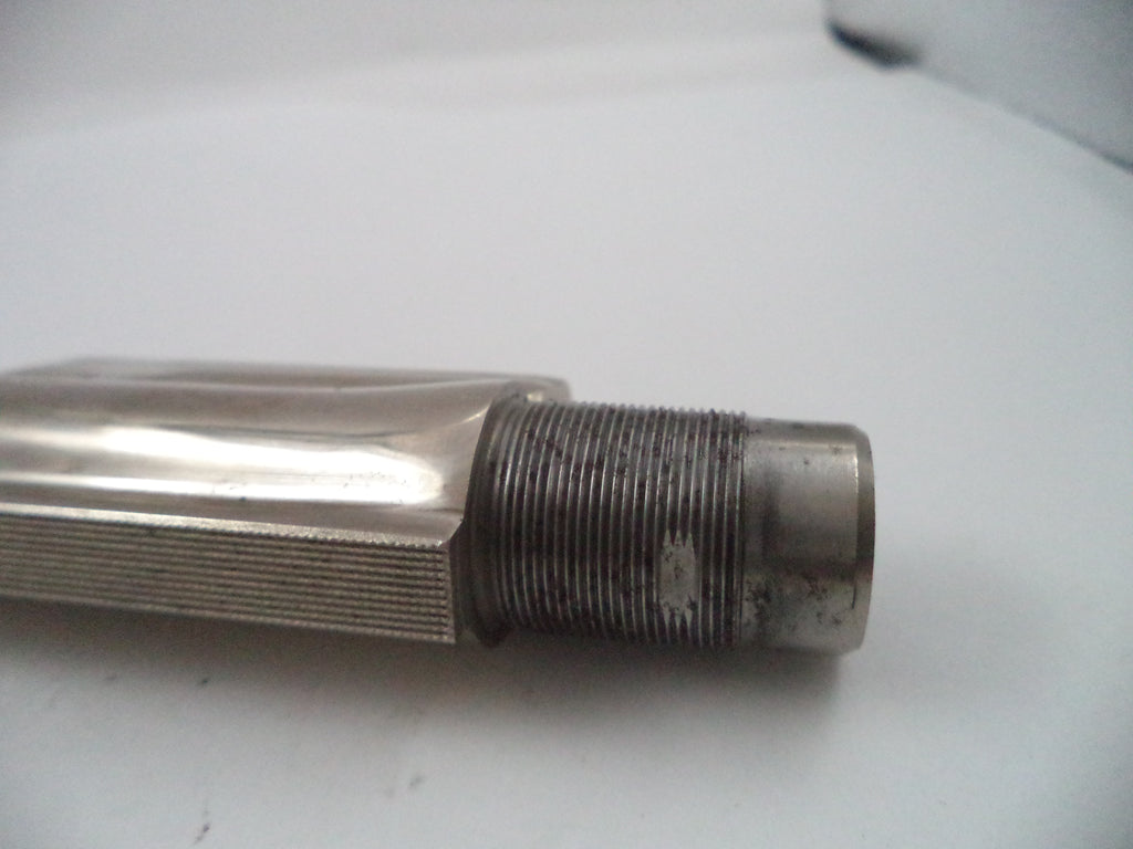 Metal threaded rod on a white background