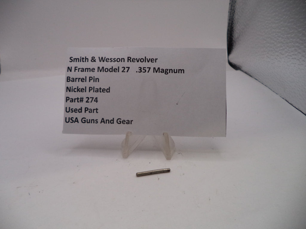 Smith & Wesson revolver barrel pin with a label on a white background