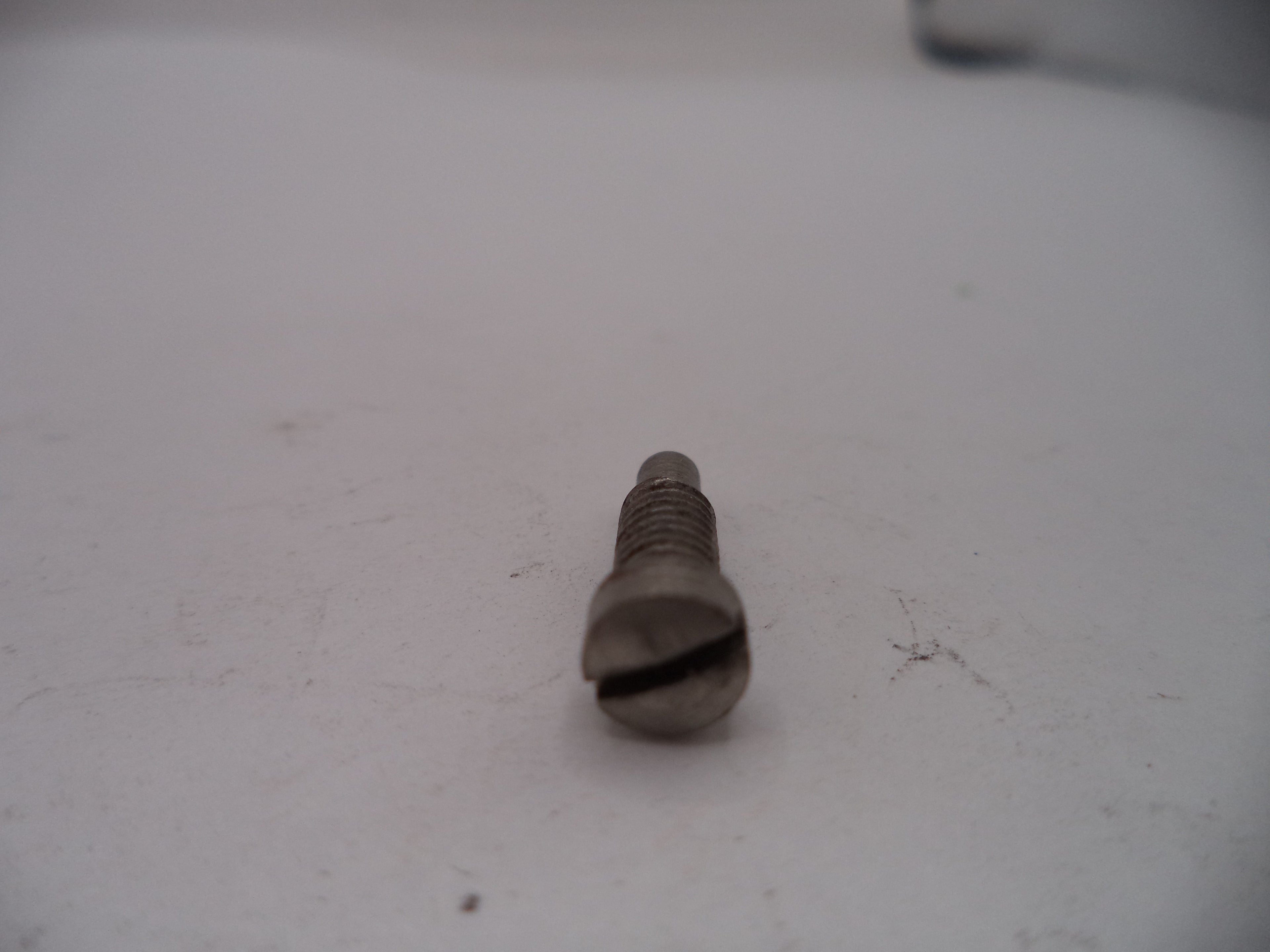 Metal screw on a white surface