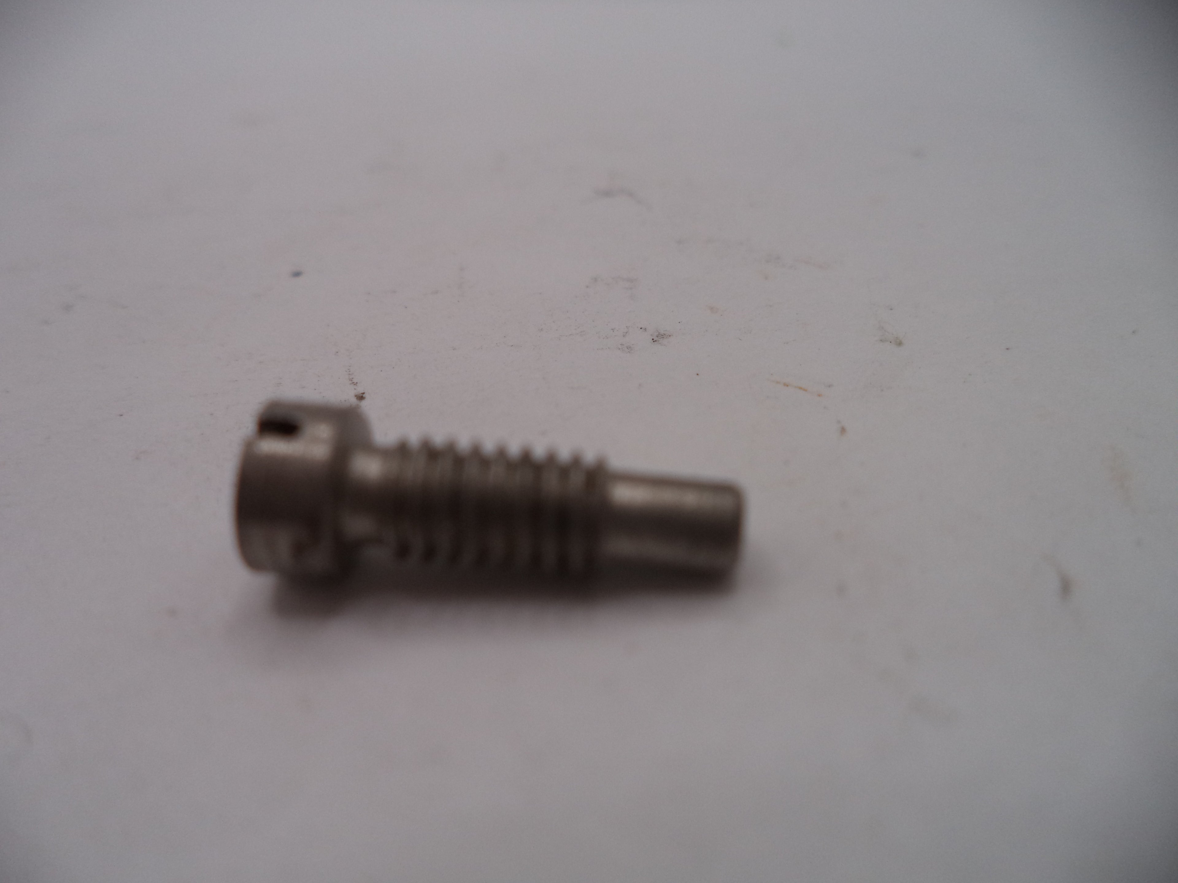 Metal screw on a light gray background