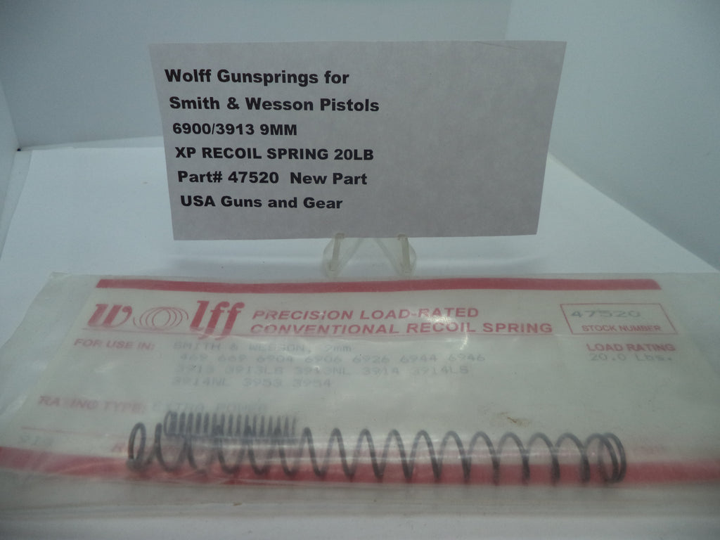 Wolff Extra Power Recoil Spring for S&W Pistols - 20 LB | 6900/3913 Series 9mm | Part 47520