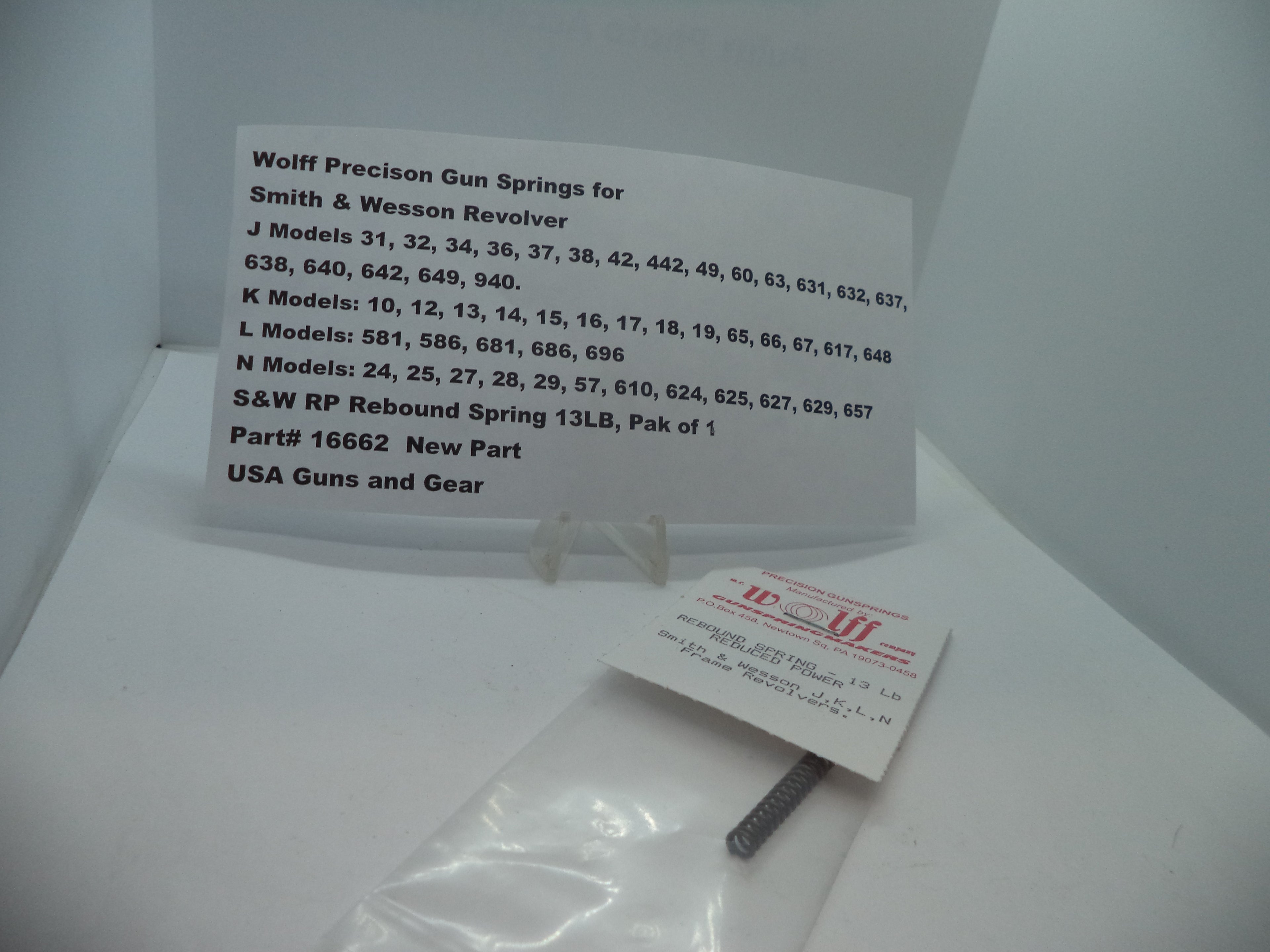 Wolff Smith & Wesson J K L N Frame Reduced Power Rebound Spring 13 LB 16662