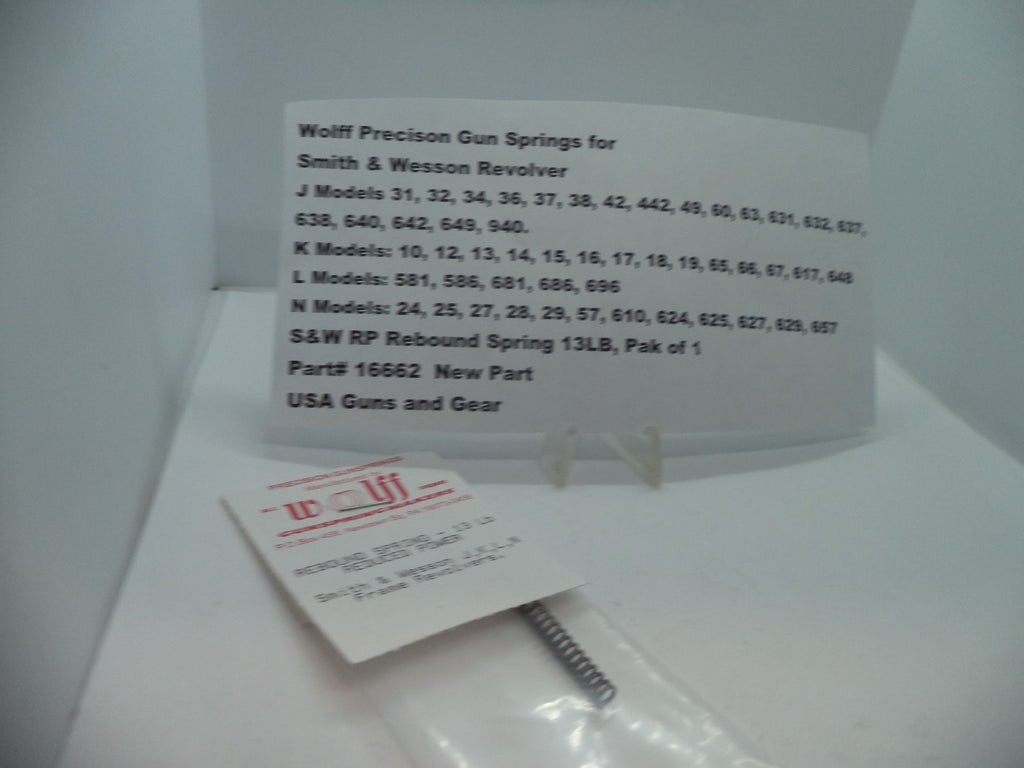 Wolff Smith & Wesson J K L N Frame Reduced Power Rebound Spring 13 LB 16662
