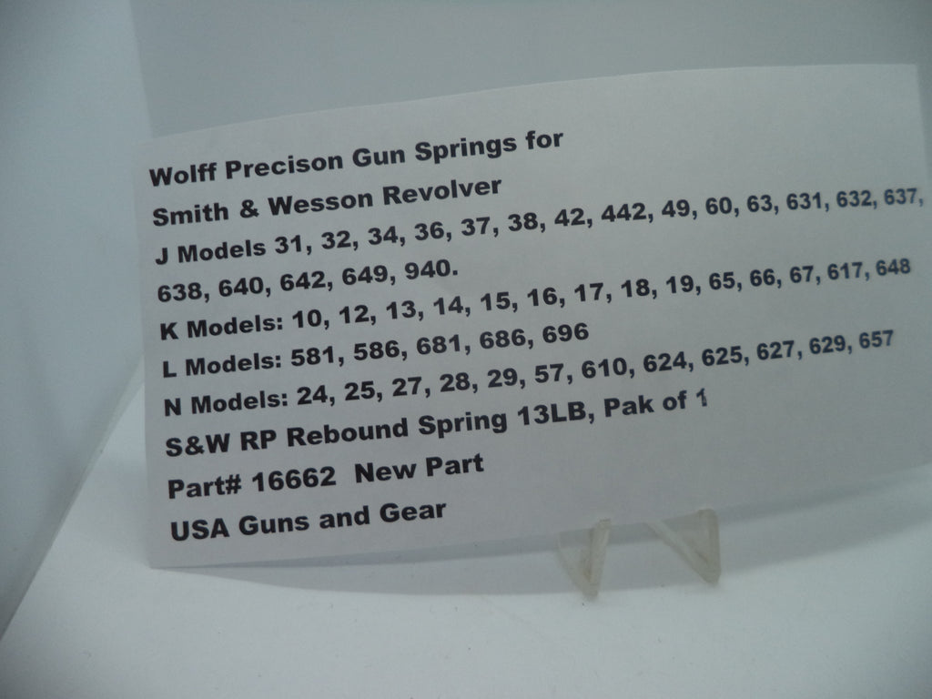 Wolff Smith & Wesson J K L N Frame Reduced Power Rebound Spring 13 LB 16662