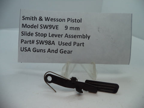 SW98A Smith & Wesson Pistol Model SW9VE 9 MM Slide Stop Lever Assembly Used