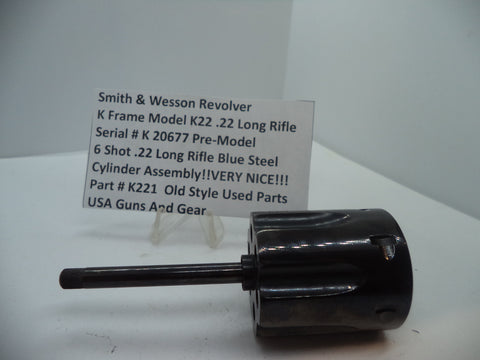K221 Smith & Wesson K Model K22 Cylinder Assembly .22 LR Blue Used