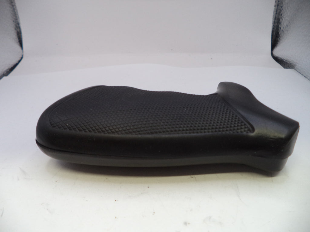 Black motorcycle seat on a white background