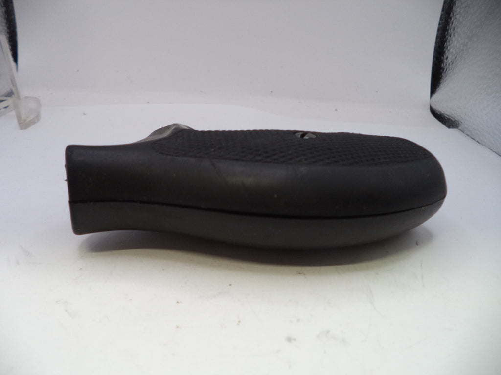 Black leather glove on a white background