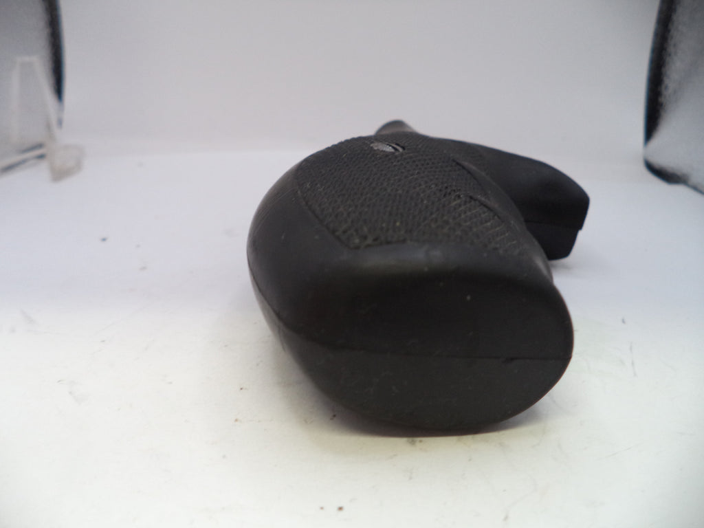 Black rubber boot on a white background