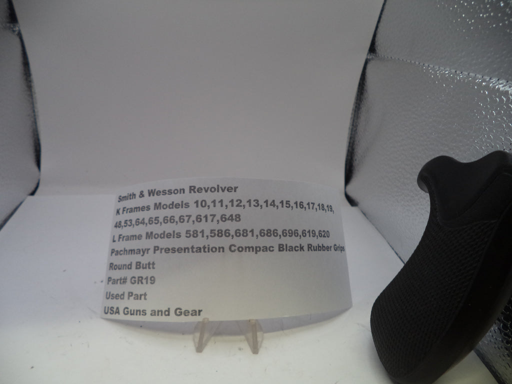 Black rubber butt on a white card with text in a gray box