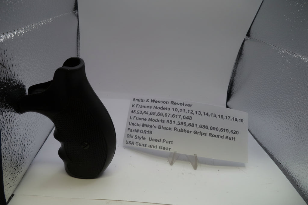 Smith & Wesson K & L Frame Uncle Mike's Round Butt Black Rubber Grips GR19
