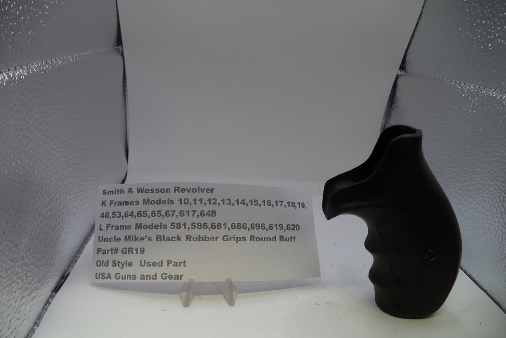 Smith & Wesson K & L Frame Uncle Mike's Round Butt Black Rubber Grips GR19