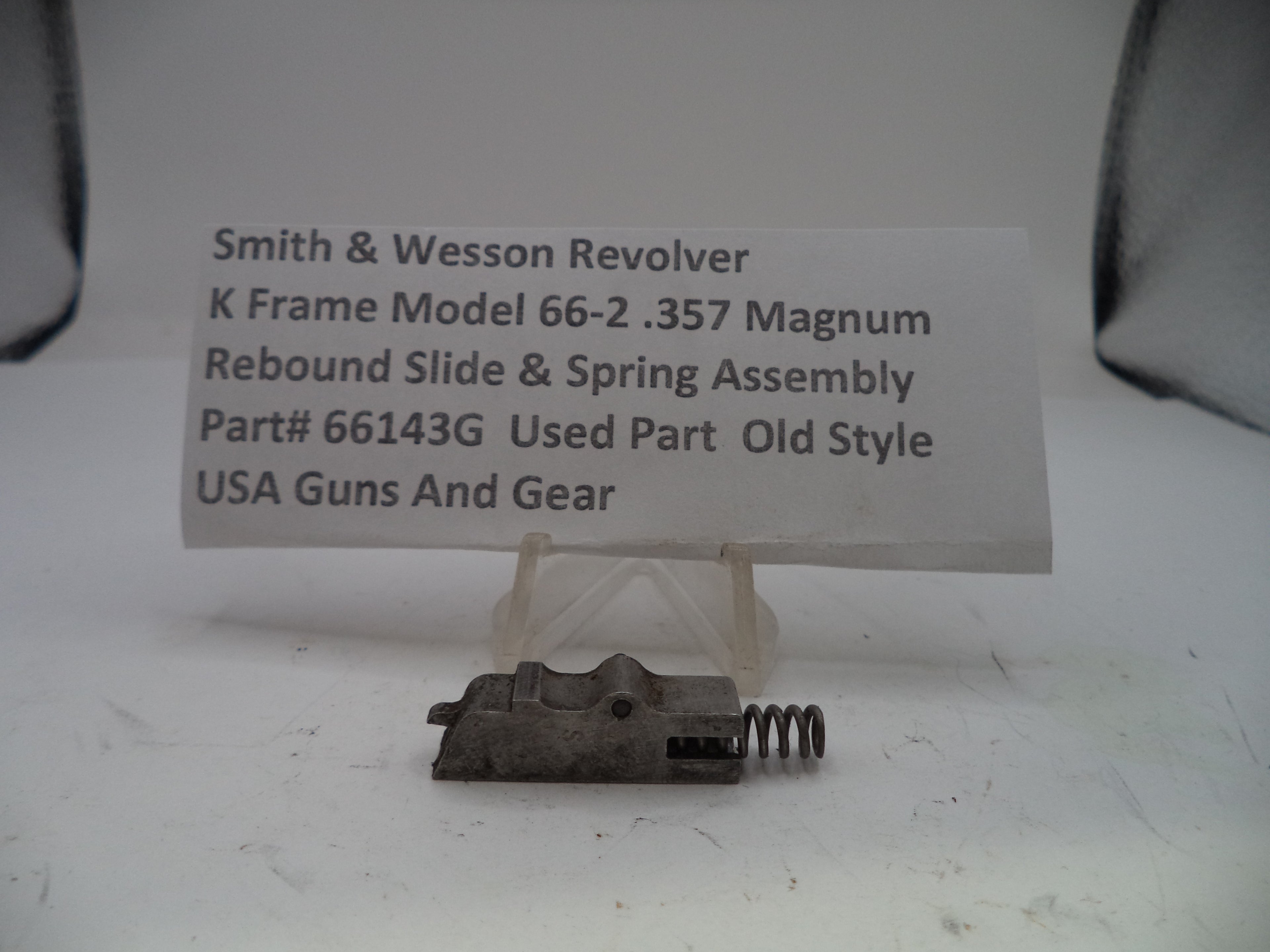 Smith & Wesson K Frame Model 66-2 Rebound Slide & Spring Assembly, Part #66143G