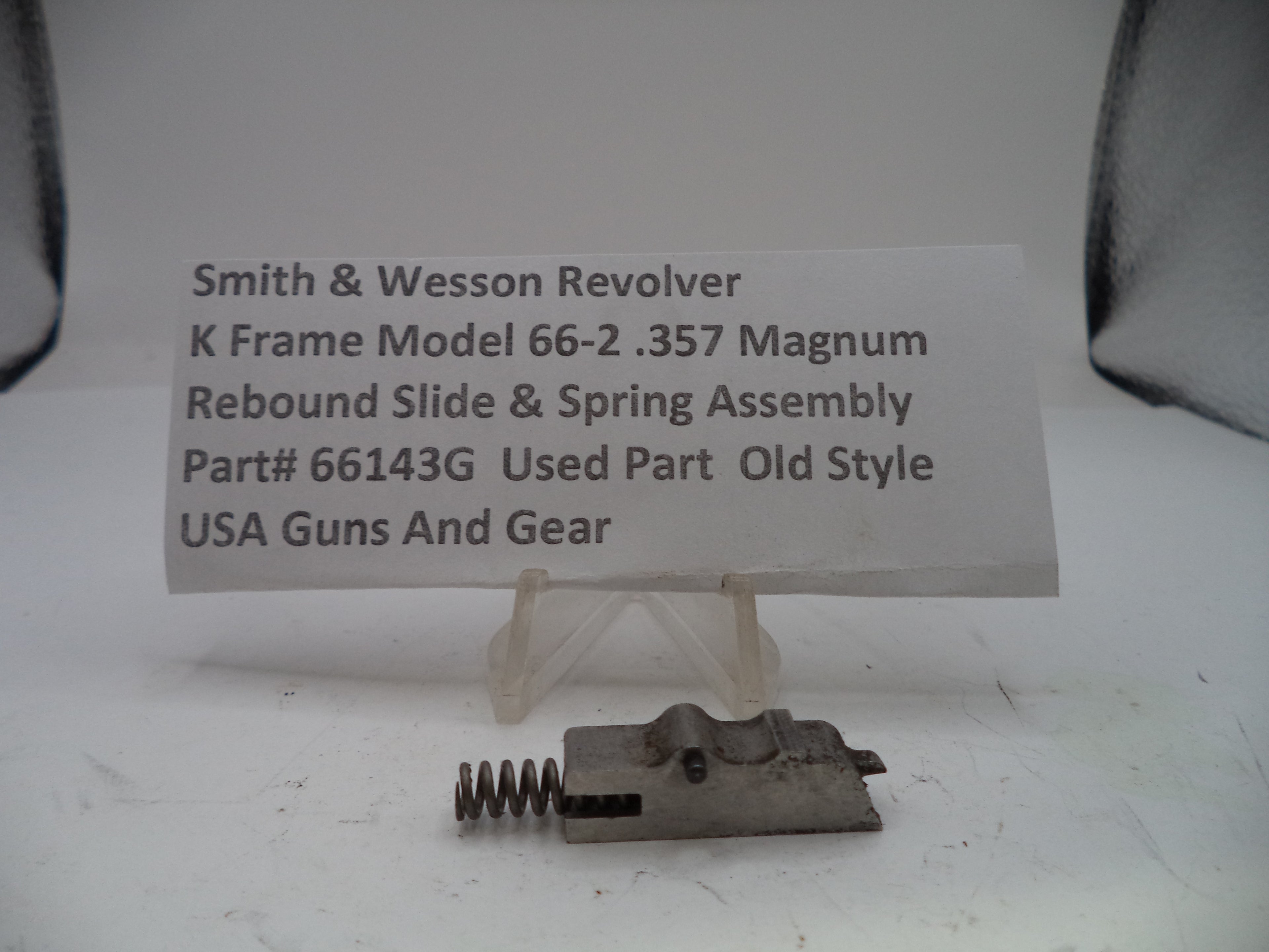 Smith & Wesson K Frame Model 66-2 Rebound Slide & Spring Assembly, Part #66143G