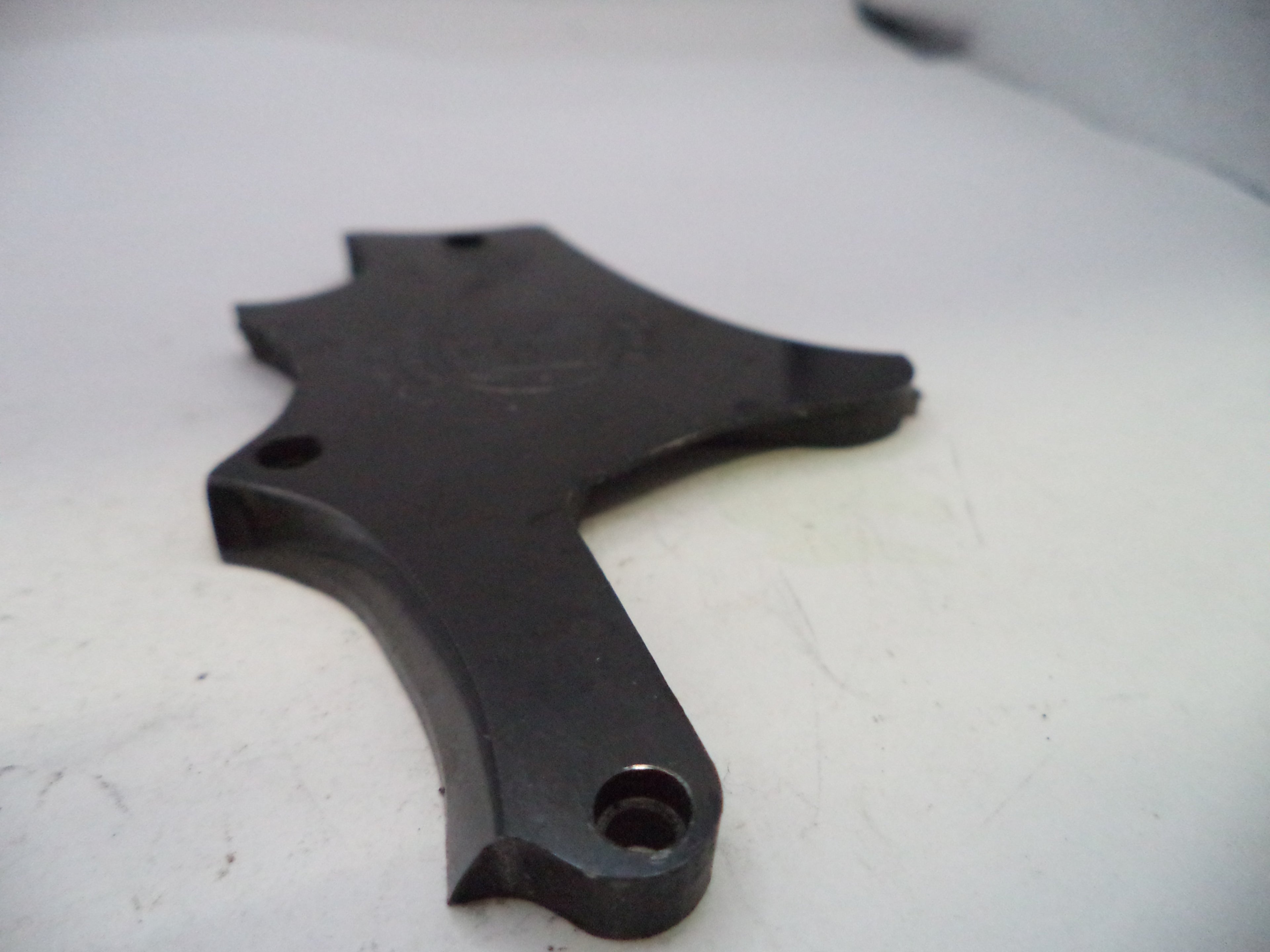 Black metal bracket on a white background