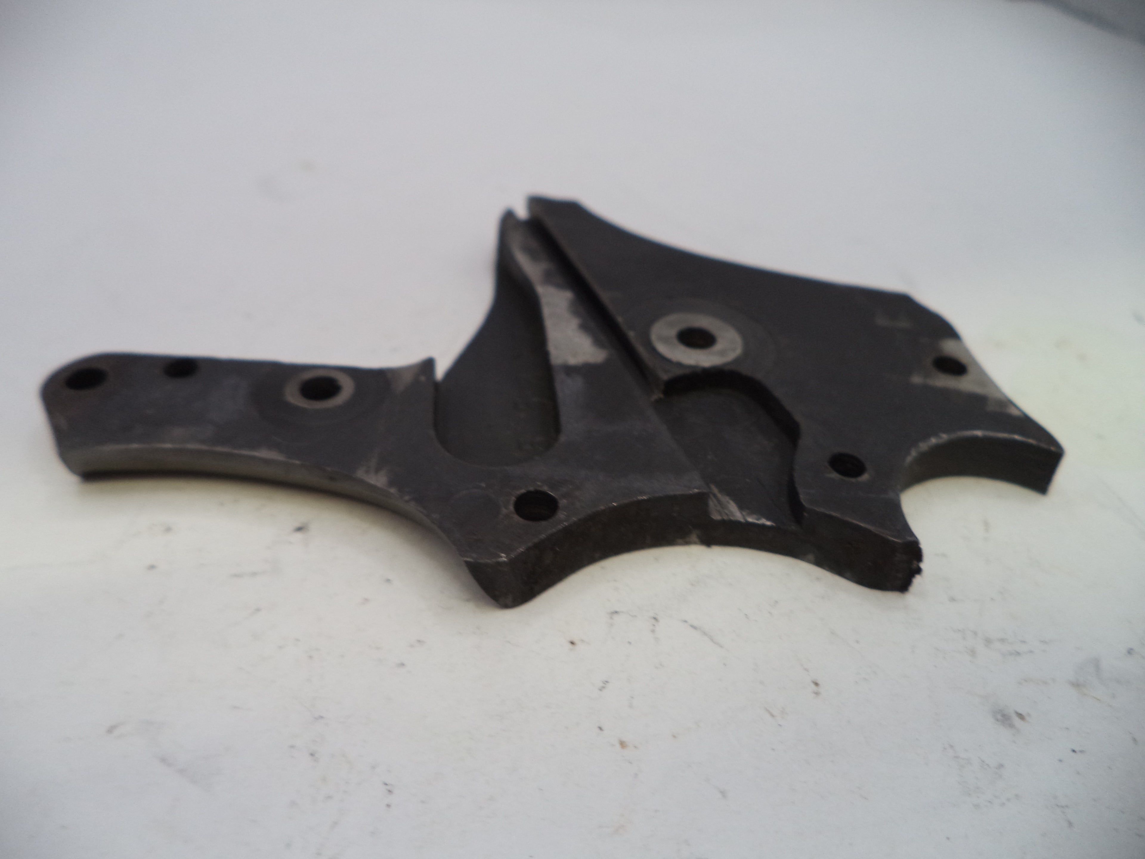 Black metal bracket on a white background