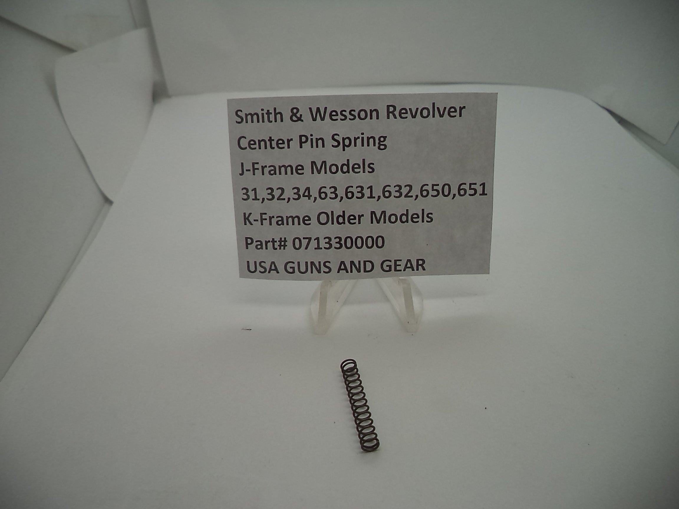 SW Center Pin Spring J & K Frame Older Models 071330000