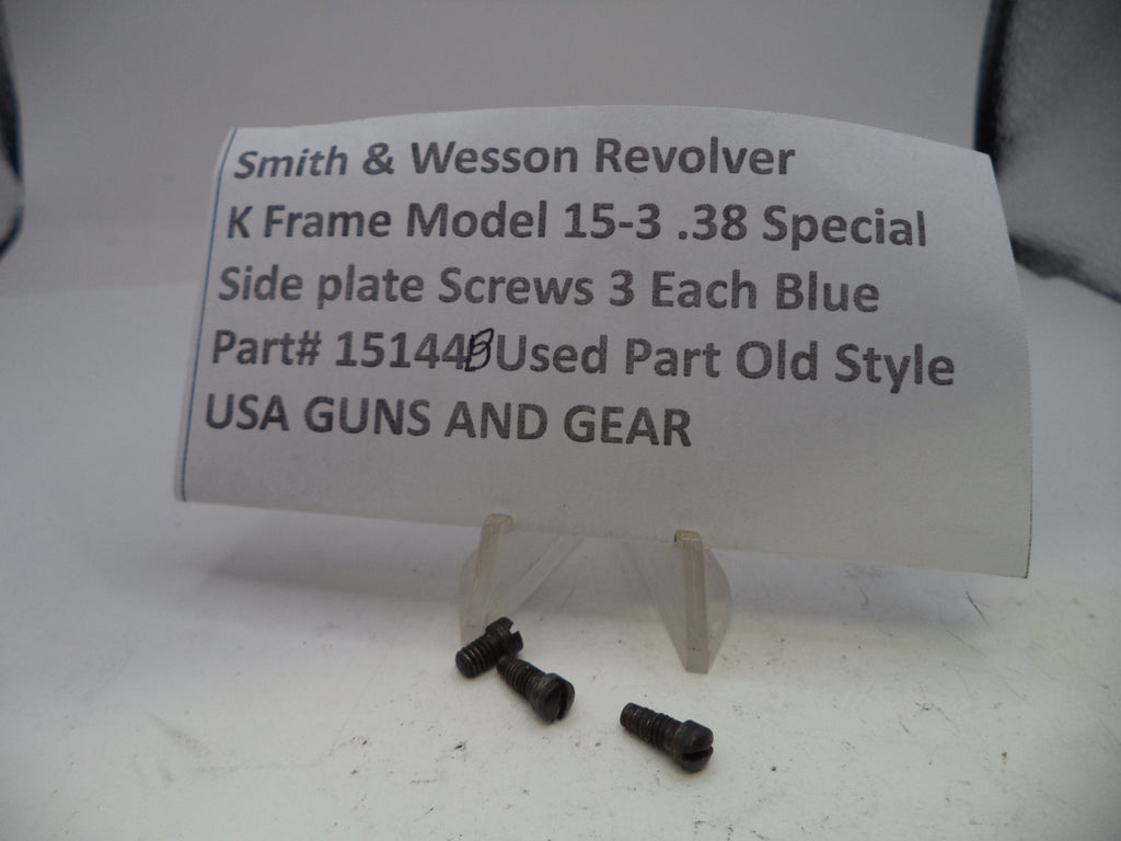 Black screws on a white card with text about Smith & Wesson Revolver on a light gray background