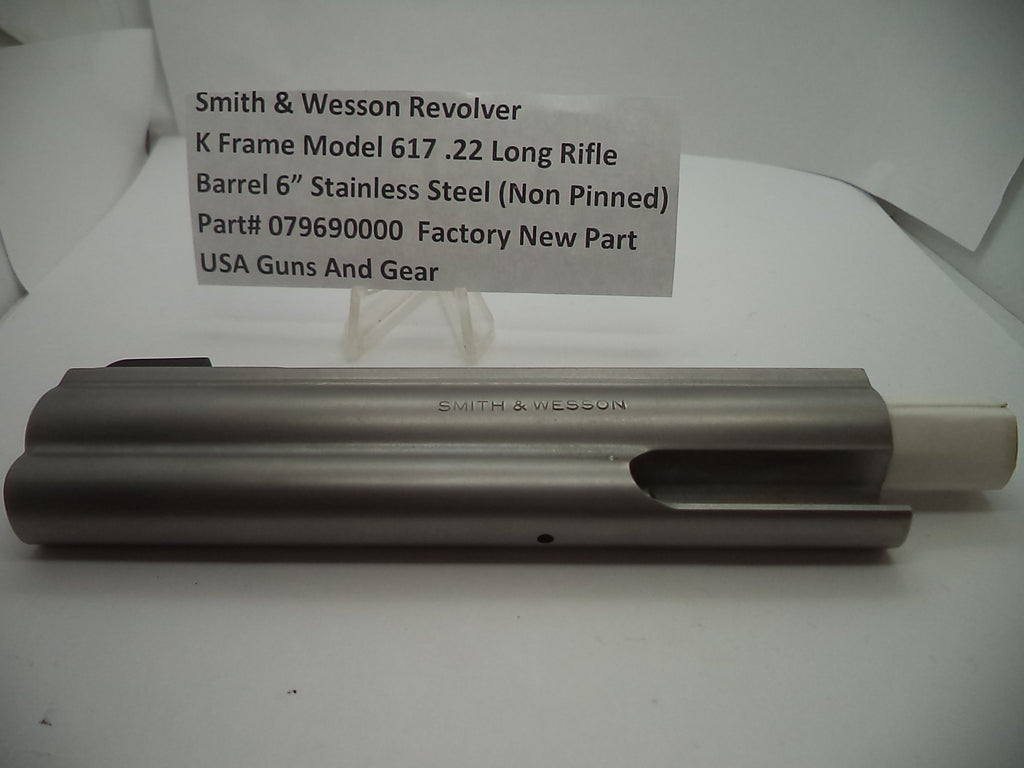 Smith & Wesson K Frame Model 617 6" Barrel Non-Pinned .22 LR Stainless - Factory Part 079690000