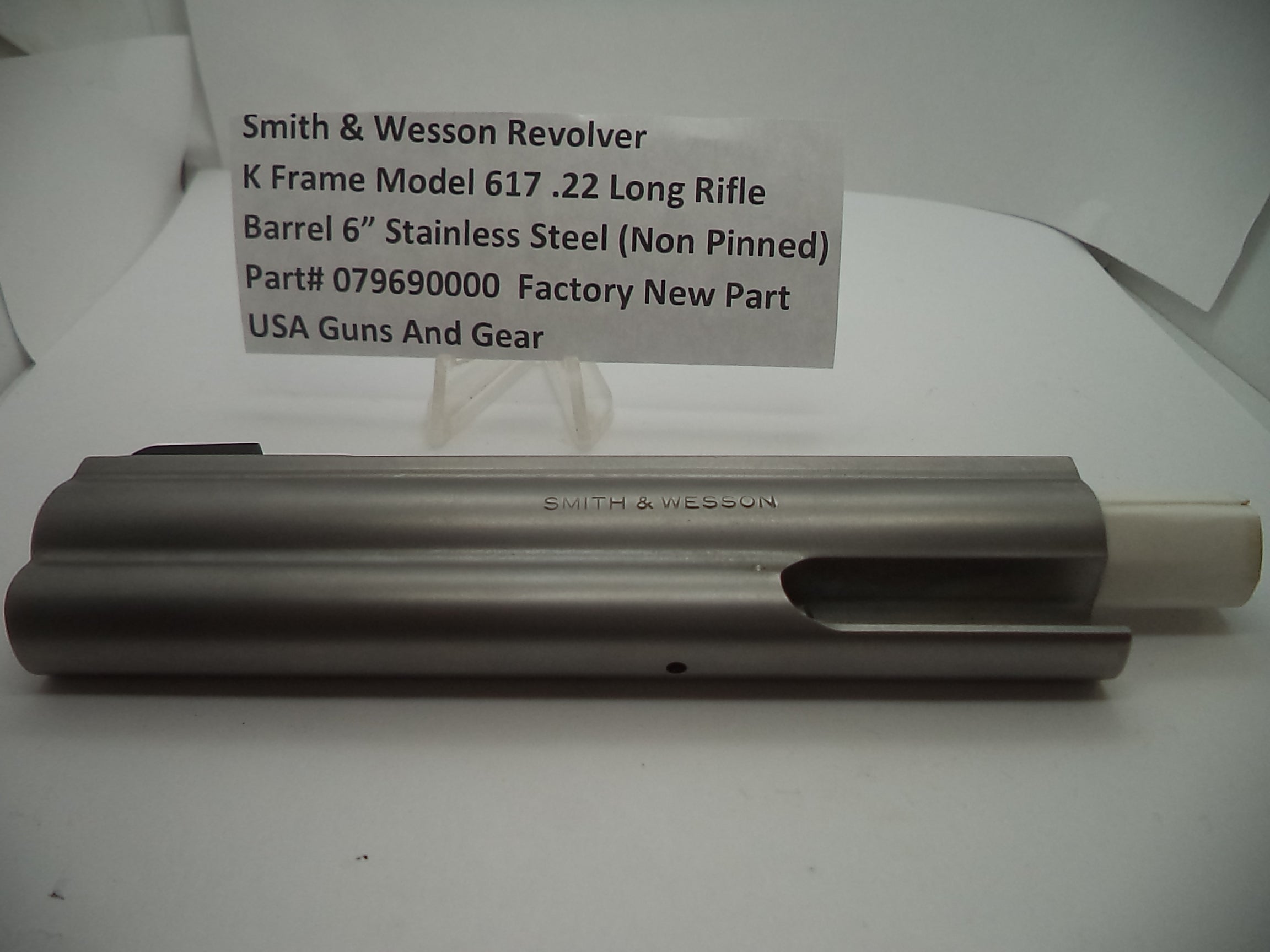 Smith & Wesson K Frame Model 617 6" Barrel Non-Pinned .22 LR Stainless - Factory Part 079690000