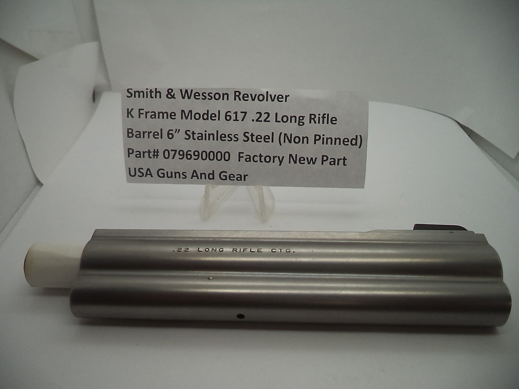 Smith & Wesson K Frame Model 617 6" Barrel Non-Pinned .22 LR Stainless - Factory Part 079690000