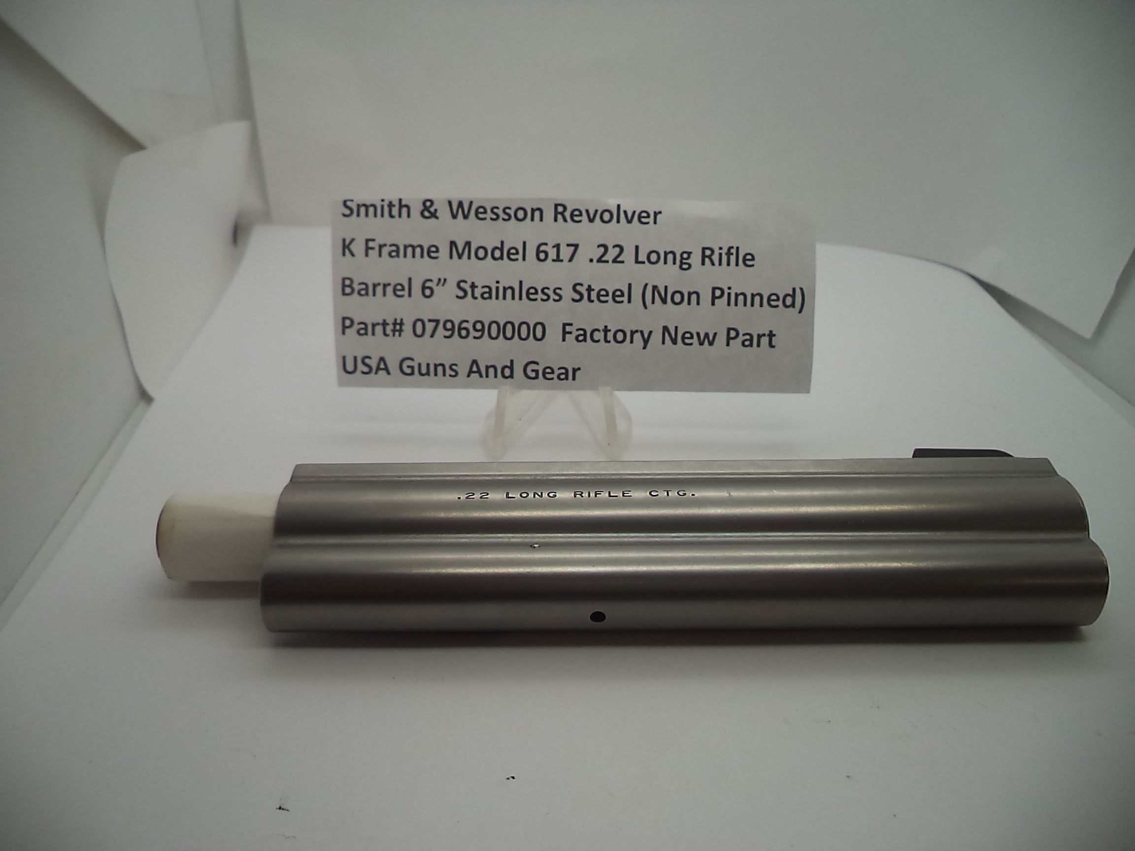 Smith & Wesson K Frame Model 617 6" Barrel Non-Pinned .22 LR Stainless - Factory Part 079690000