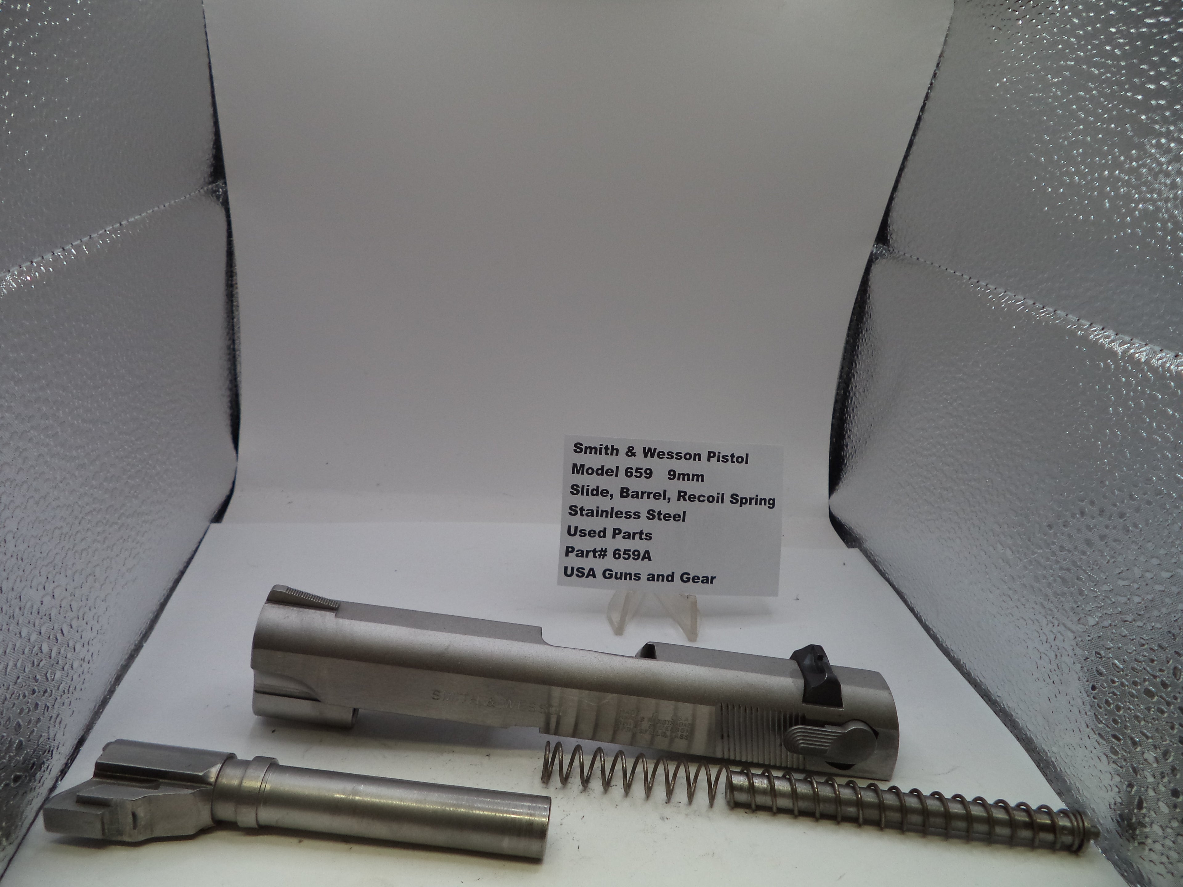 S&W Pistol Model 659 9mm Slide Assembly Stainless Steel  Used Parts 659A