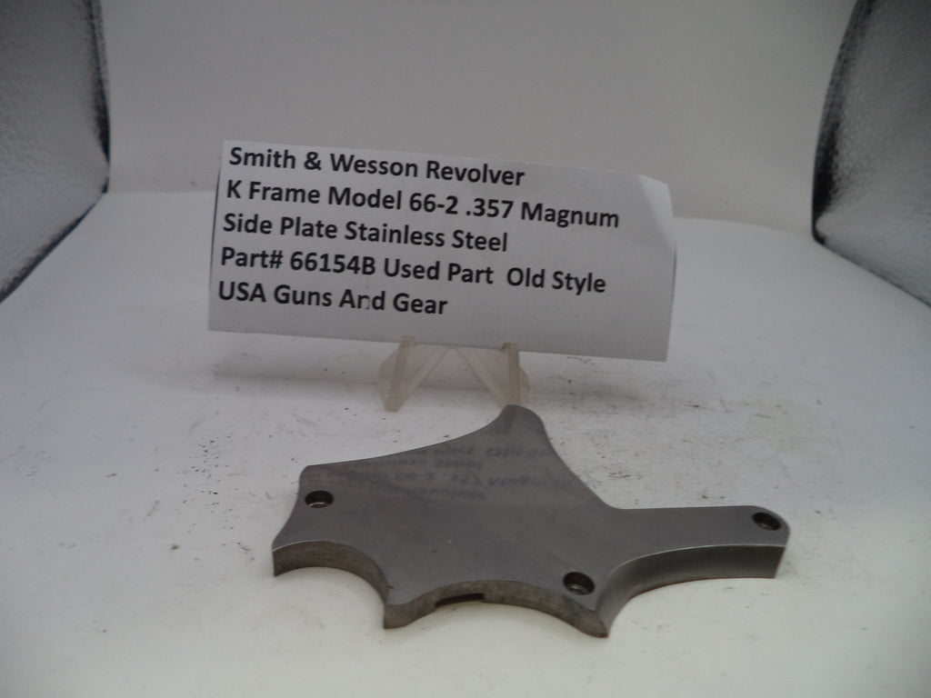 Smith & Wesson revolver K Frame Model 66-2 side plate on a white background with a label.