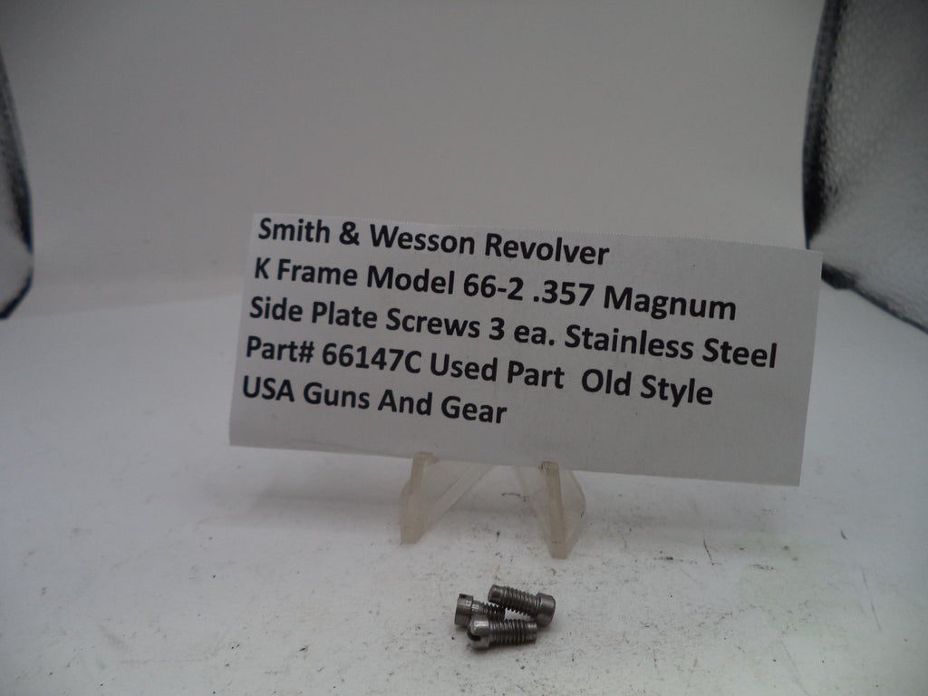 Smith & Wesson revolver side plate screws with a label on a white background