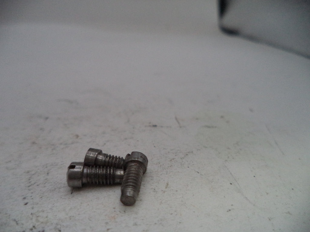 Two metal screws on a textured white surface
