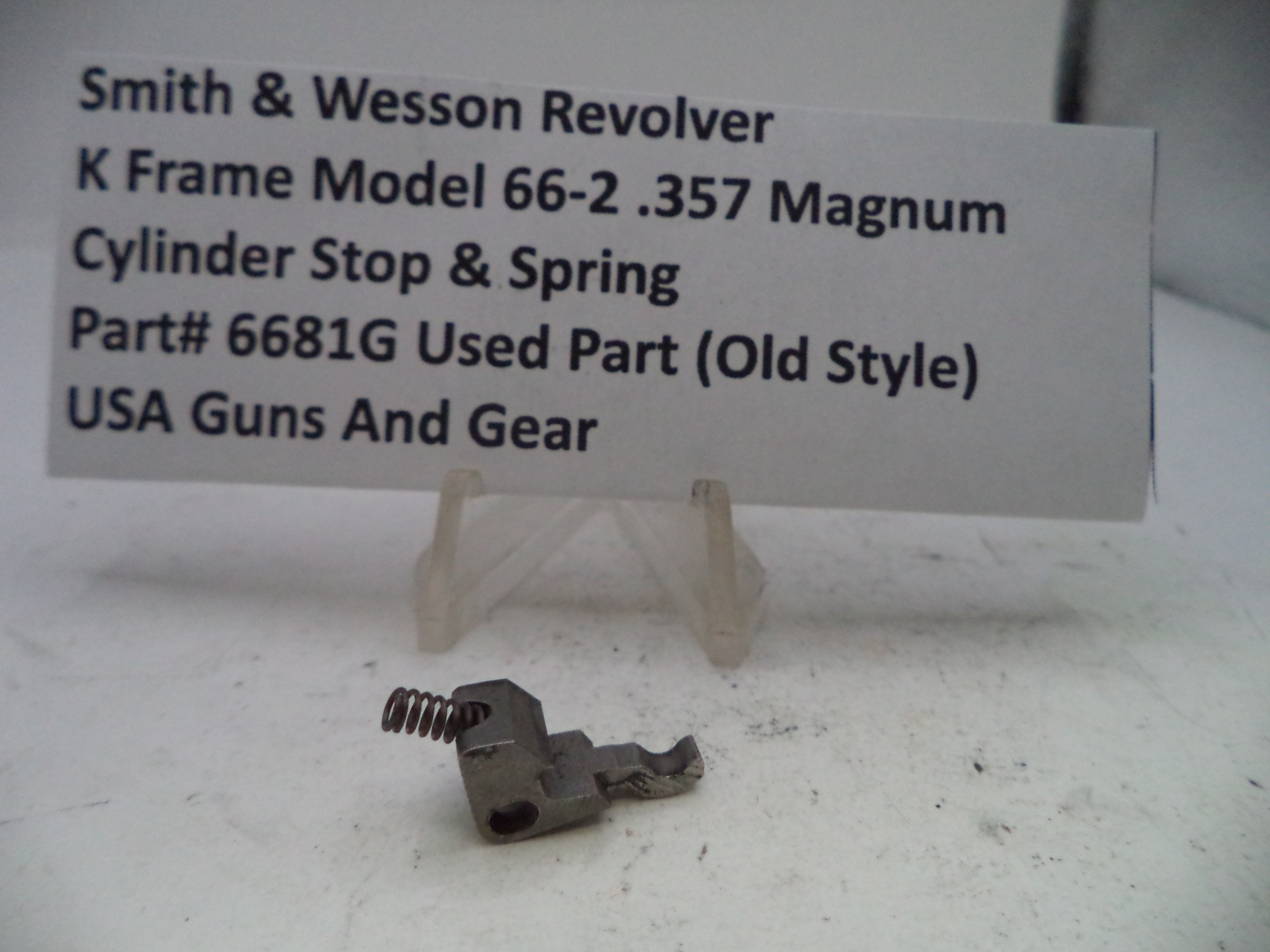 Smith & Wesson K Frame Model 66-2 .357 Magnum Cylinder Stop & Spring - Used Part #6681G