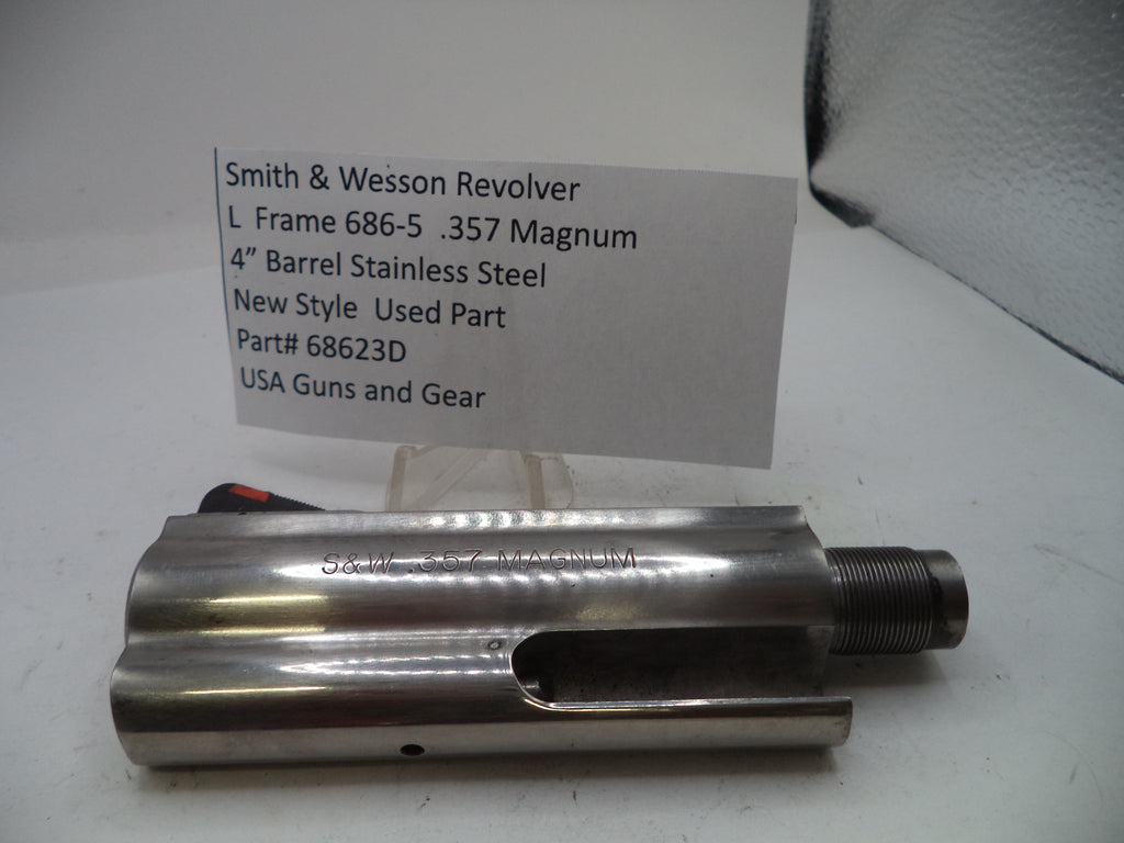 Smith & Wesson L-Frame Model 686-5 .357 Magnum 4" Non-Pinned Stainless Steel Barrel - Used, Part# 68623D