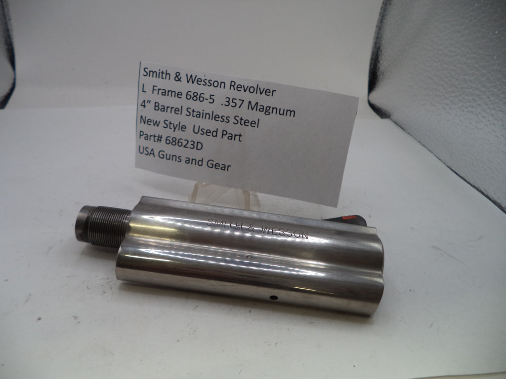 Smith & Wesson L-Frame Model 686-5 .357 Magnum 4" Non-Pinned Stainless Steel Barrel - Used, Part# 68623D
